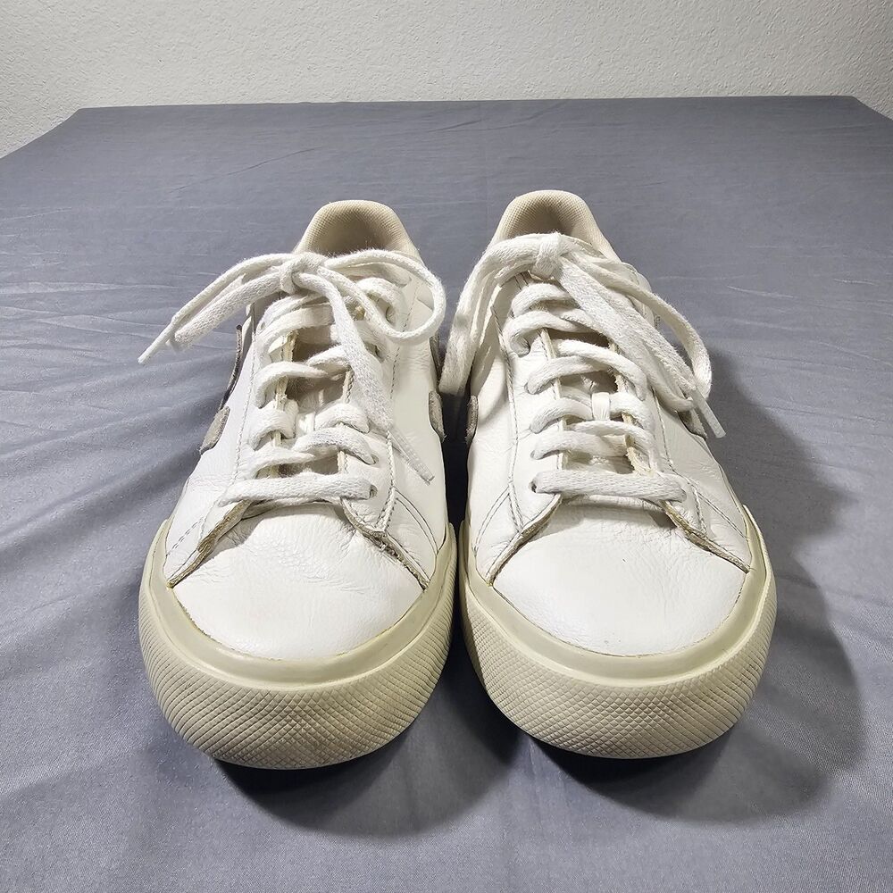 Veja Campo White Leather Suede Pierre Gray Sneakers Shoes Womens US 7 EUR 38